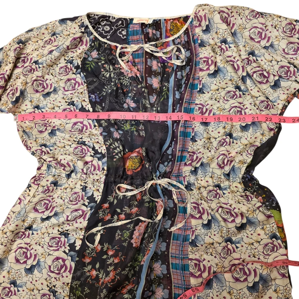 Johnny Was Sheer Silk Multi Pattern Dress Size L - Picture 7 of 11
